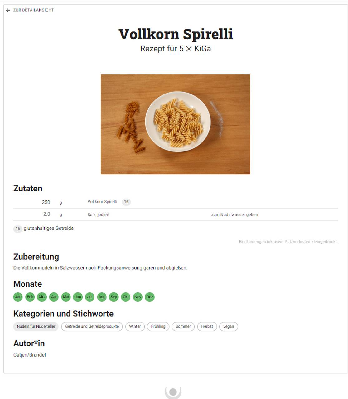 Beispielrezept Vollkorn Spirelli